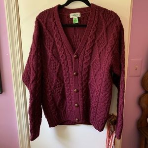 Maroon / Red LL Bean Wool cardigan sweater (small)